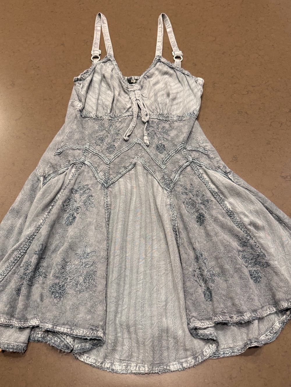 Light Denim Blue Color Tie-Front Slip Dress Sz: S